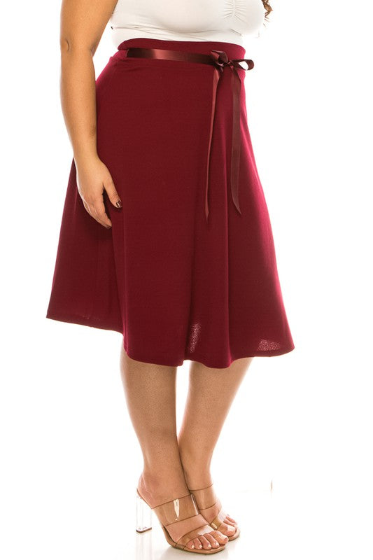 Red A-Line Skirt -Plus Sized - Pikemla