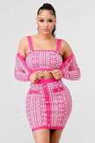 ATHINA PRINTED BARBIE PINK THREE PIECE SET