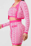 ATHINA PRINTED BARBIE PINK THREE PIECE SET
