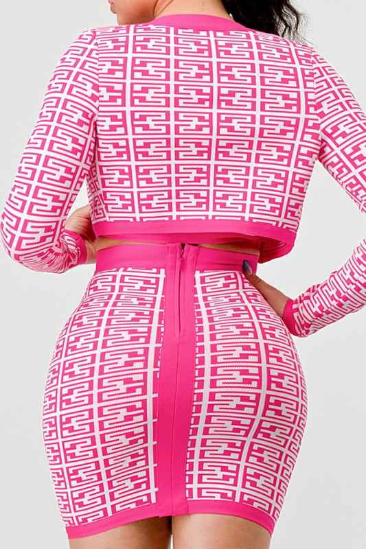 ATHINA PRINTED BARBIE PINK THREE PIECE SET
