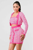 ATHINA PRINTED BARBIE PINK THREE PIECE SET