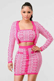 ATHINA PRINTED BARBIE PINK THREE PIECE SET