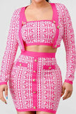 ATHINA PRINTED BARBIE PINK THREE PIECE SET