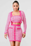ATHINA PRINTED BARBIE PINK THREE PIECE SET