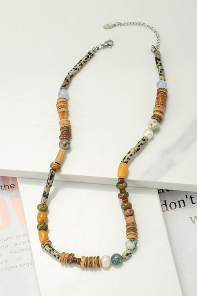 PREMIUM SEMI PRECIOUS BEAD AND WOOD NECKLACE - Pikemla