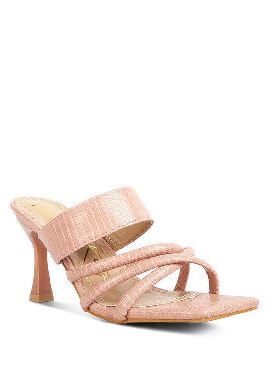 CHIRI Criss Cross Strap Spool Heel Sandals - Pikemla