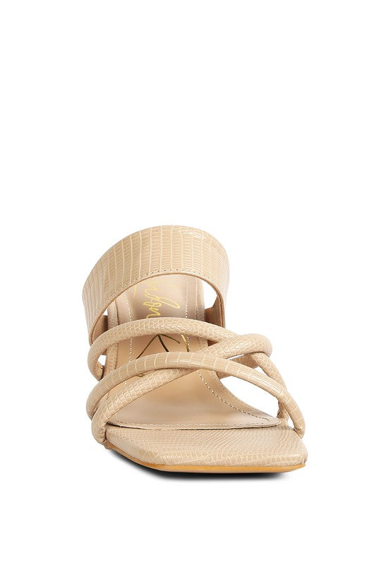 CHIRI Criss Cross Strap Spool Heel Sandals - Pikemla