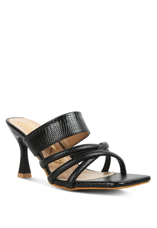 CHIRI Criss Cross Strap Spool Heel Sandals - Pikemla