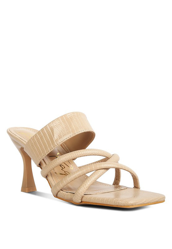 CHIRI Criss Cross Strap Spool Heel Sandals - Pikemla