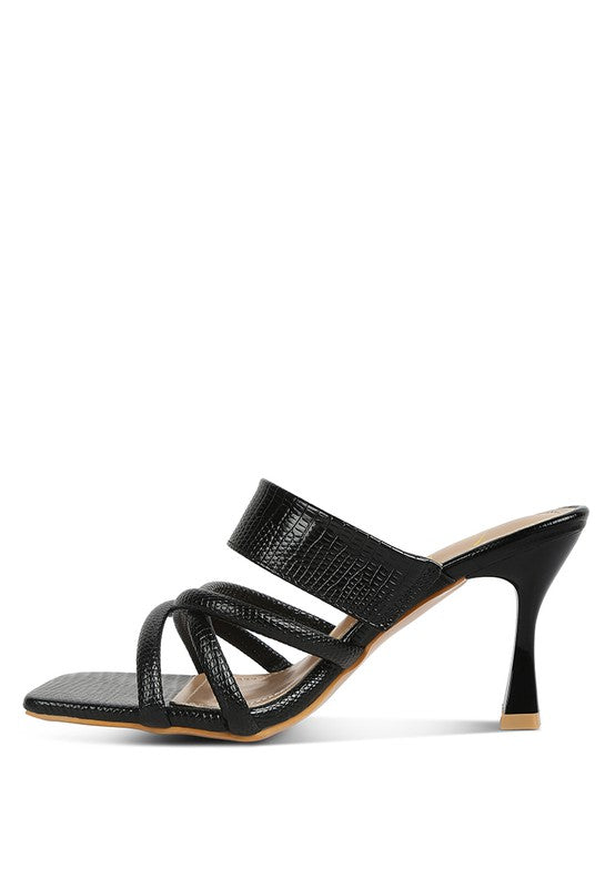 CHIRI Criss Cross Strap Spool Heel Sandals - Pikemla