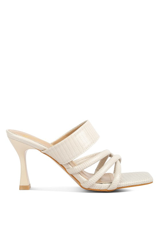 CHIRI Criss Cross Strap Spool Heel Sandals - Pikemla