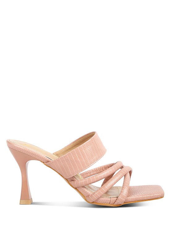 CHIRI Criss Cross Strap Spool Heel Sandals - Pikemla