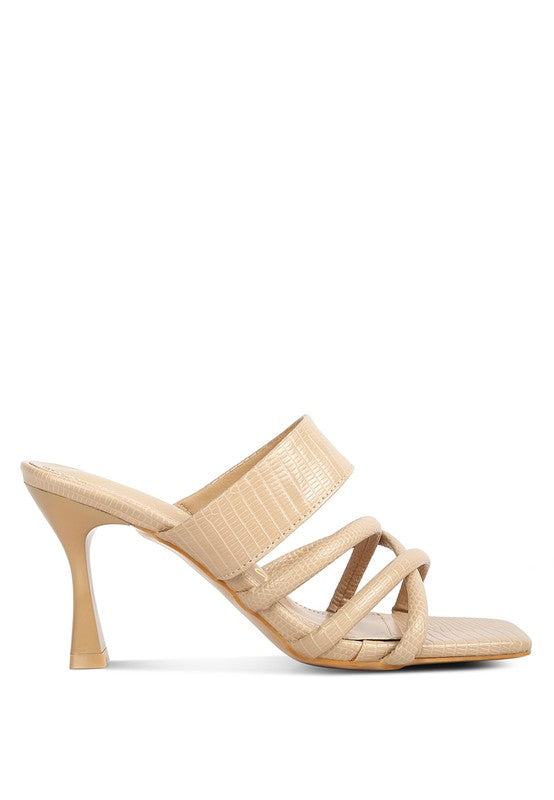 CHIRI Criss Cross Strap Spool Heel Sandals - Pikemla