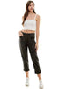 ROOL-UP DISTRESSED  HIGH RISE STRETCH MOM JEANS