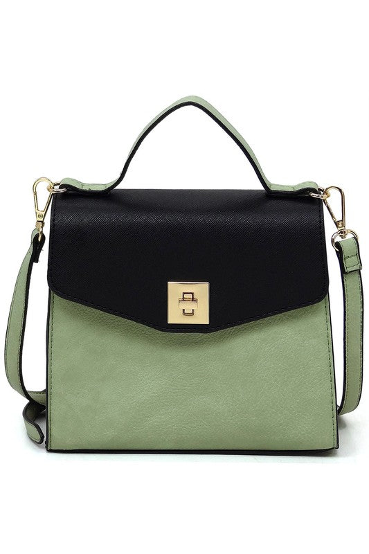 Colorblock Twist Lock Handbag - Pikemla