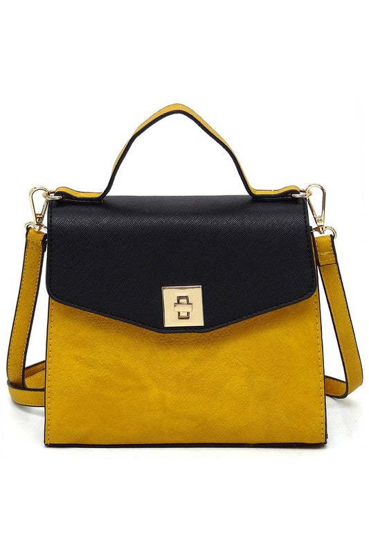 Colorblock Twist Lock Handbag - Pikemla