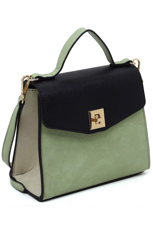 Colorblock Twist Lock Handbag - Pikemla