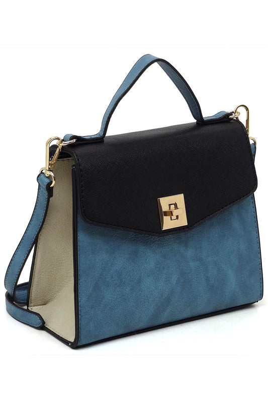 Colorblock Twist Lock Handbag - Pikemla