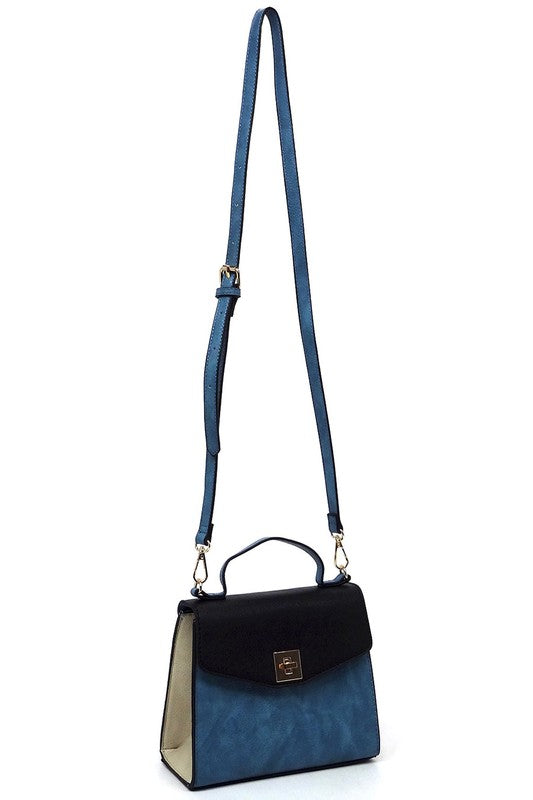 Colorblock Twist Lock Handbag - Pikemla