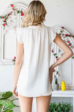 SOLID RUFFLE MOCK NECK BLOUSE