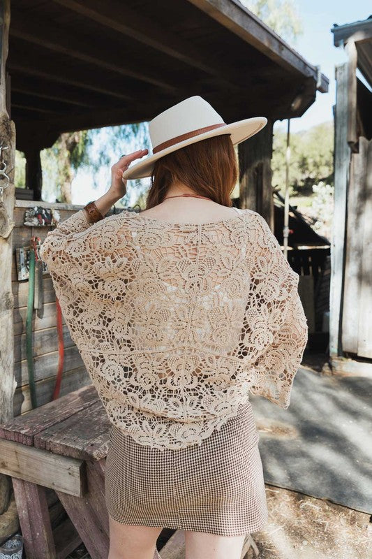 Crochet Floral Petal Kimono Wrap - Pikemla