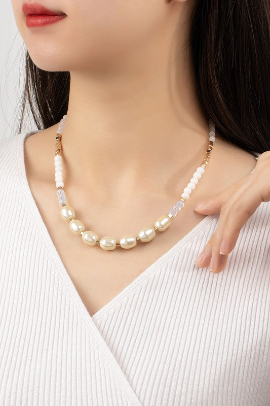 premium pearl and agate necklace