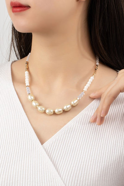 premium pearl and agate necklace - Pikemla