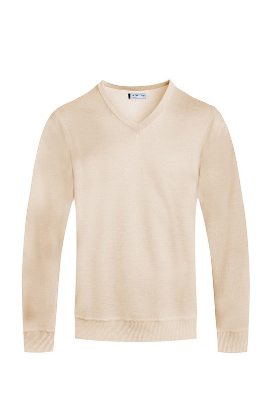 Men’s Solid Long Sleeved V-Neck Tee - Pikemla