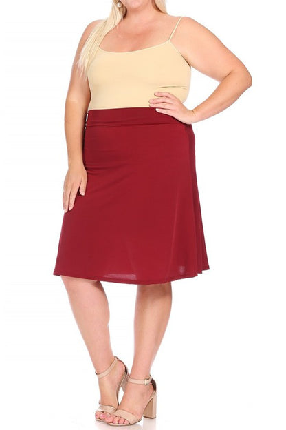 Solid Tan A-Line Skirt -Plus Sized - Pikemla