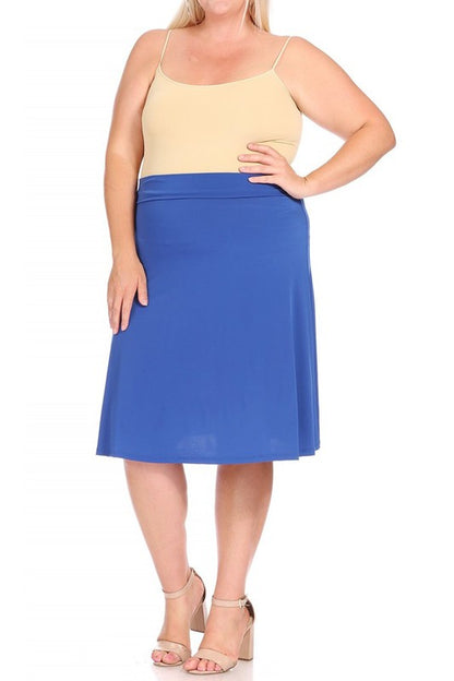 Solid Tan A-Line Skirt -Plus Sized - Pikemla