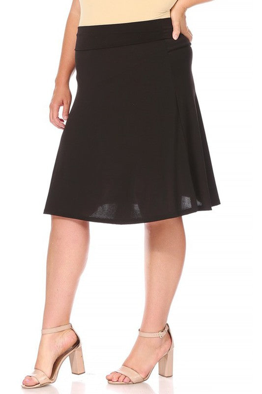 Solid Tan A-Line Skirt -Plus Sized - Pikemla