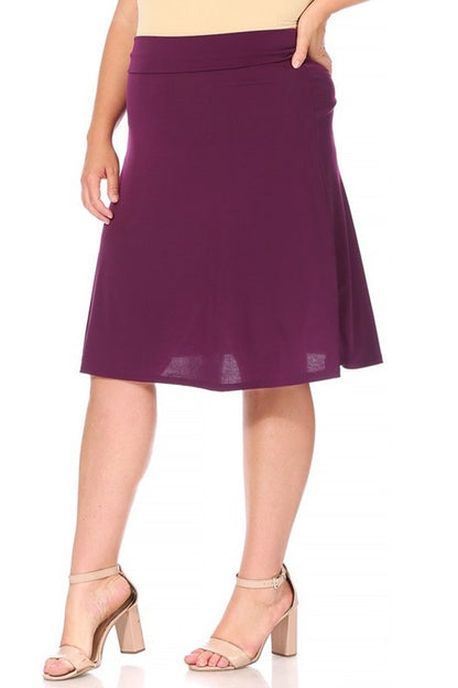 Solid Tan A-Line Skirt -Plus Sized - Pikemla