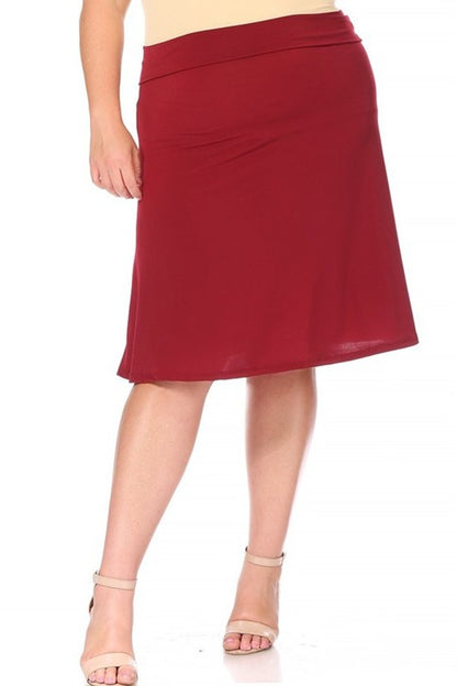 Solid Tan A-Line Skirt -Plus Sized - Pikemla