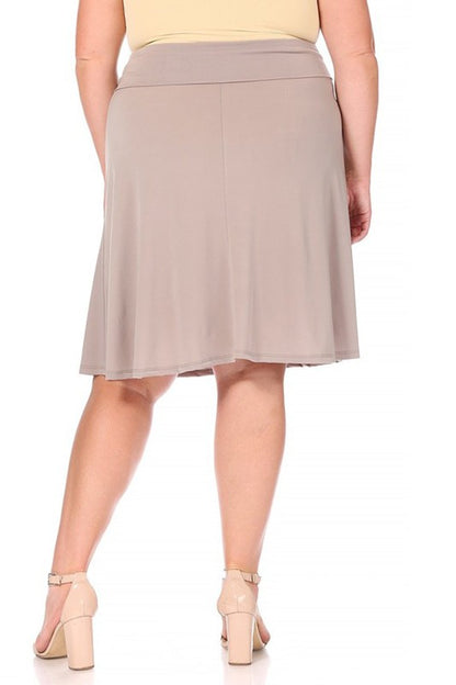 Solid Tan A-Line Skirt -Plus Sized - Pikemla