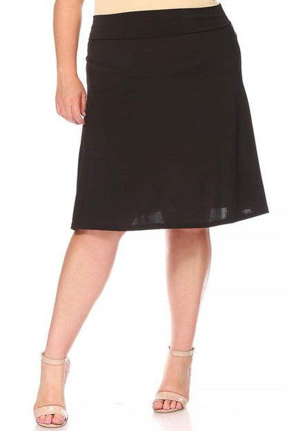 Solid Tan A-Line Skirt -Plus Sized - Pikemla