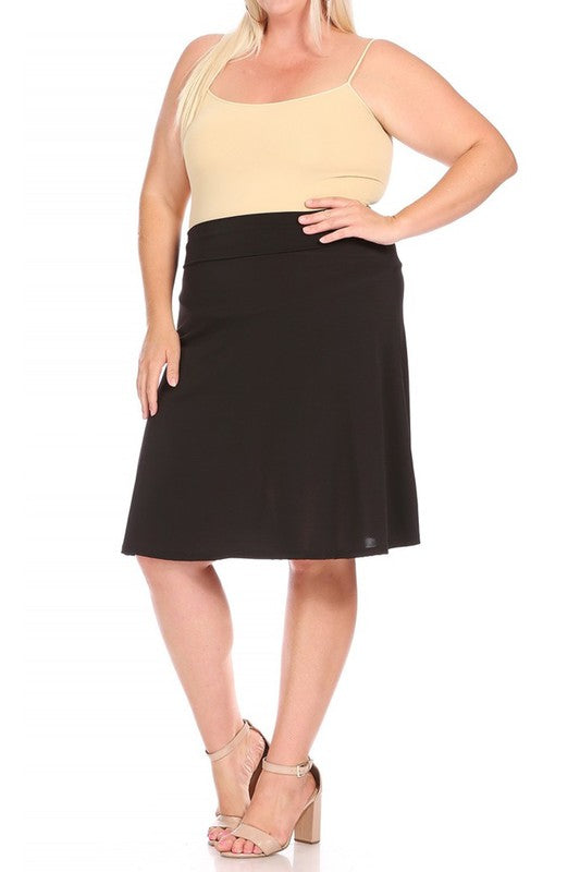 Solid Tan A-Line Skirt -Plus Sized - Pikemla