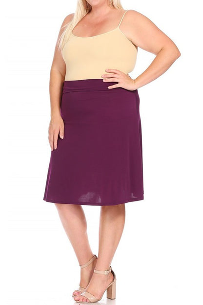 Solid Tan A-Line Skirt -Plus Sized - Pikemla