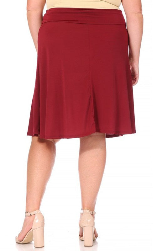 Solid Tan A-Line Skirt -Plus Sized - Pikemla