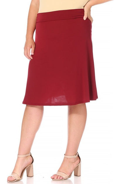 Solid Tan A-Line Skirt -Plus Sized - Pikemla