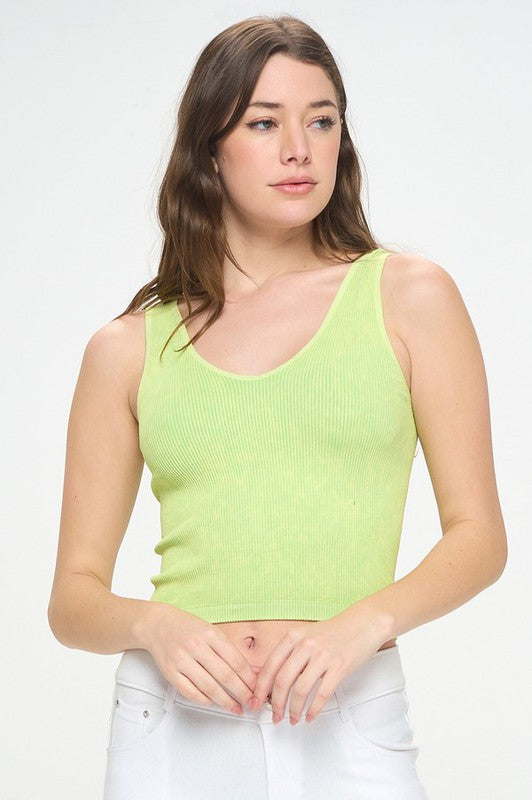 Seamless Reversible Stonewashed Ribbed Tank - Pikemla