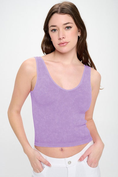 Seamless Reversible Stonewashed Ribbed Tank - Pikemla