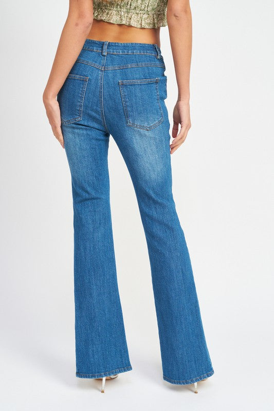 FLARED JEANS WITH SLITS - Pikemla