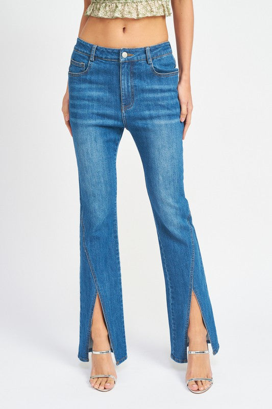 FLARED JEANS WITH SLITS - Pikemla