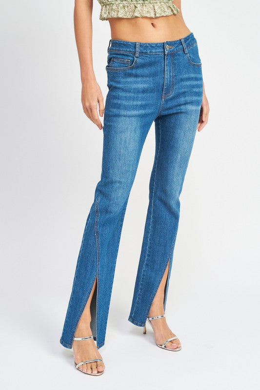 FLARED JEANS WITH SLITS - Pikemla