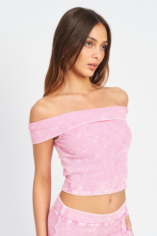 GARMENT DYE STRAPLESS CROP TOP - Pikemla