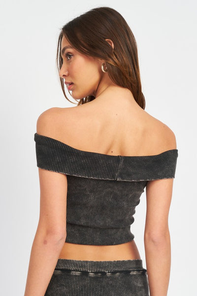 GARMENT DYE STRAPLESS CROP TOP - Pikemla