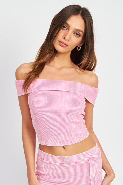 GARMENT DYE STRAPLESS CROP TOP - Pikemla