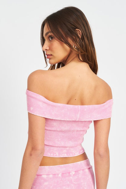 GARMENT DYE STRAPLESS CROP TOP - Pikemla