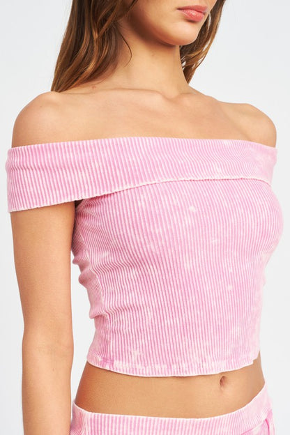 GARMENT DYE STRAPLESS CROP TOP - Pikemla