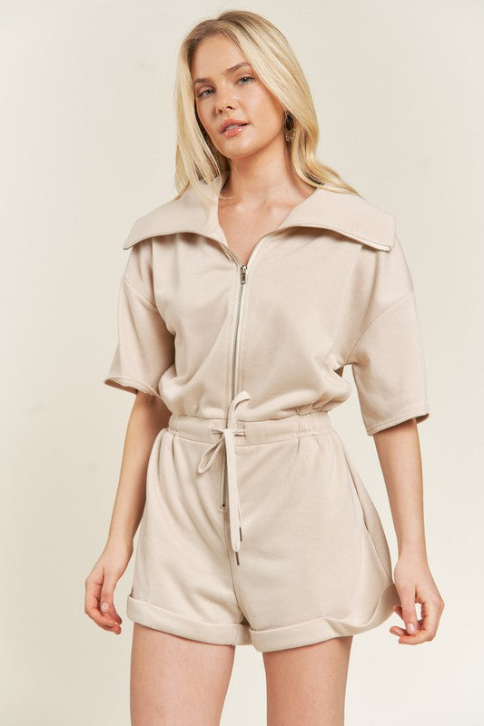 TERRY ZIP FRONT ROMPER - Pikemla